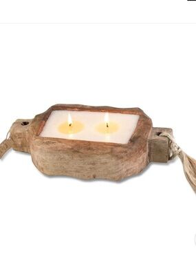 Himalayan Driftwood Candle Tray in Tobacco Bark
